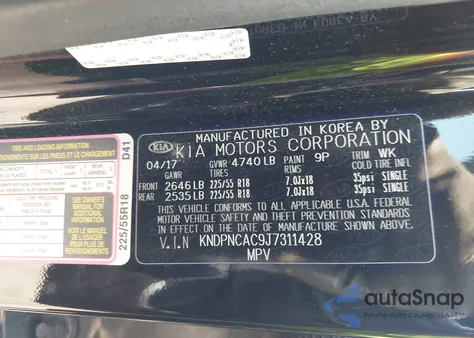 2018 Kia Sportage Ex from USA, damaged, VIN KNDPNCAC9J7311428